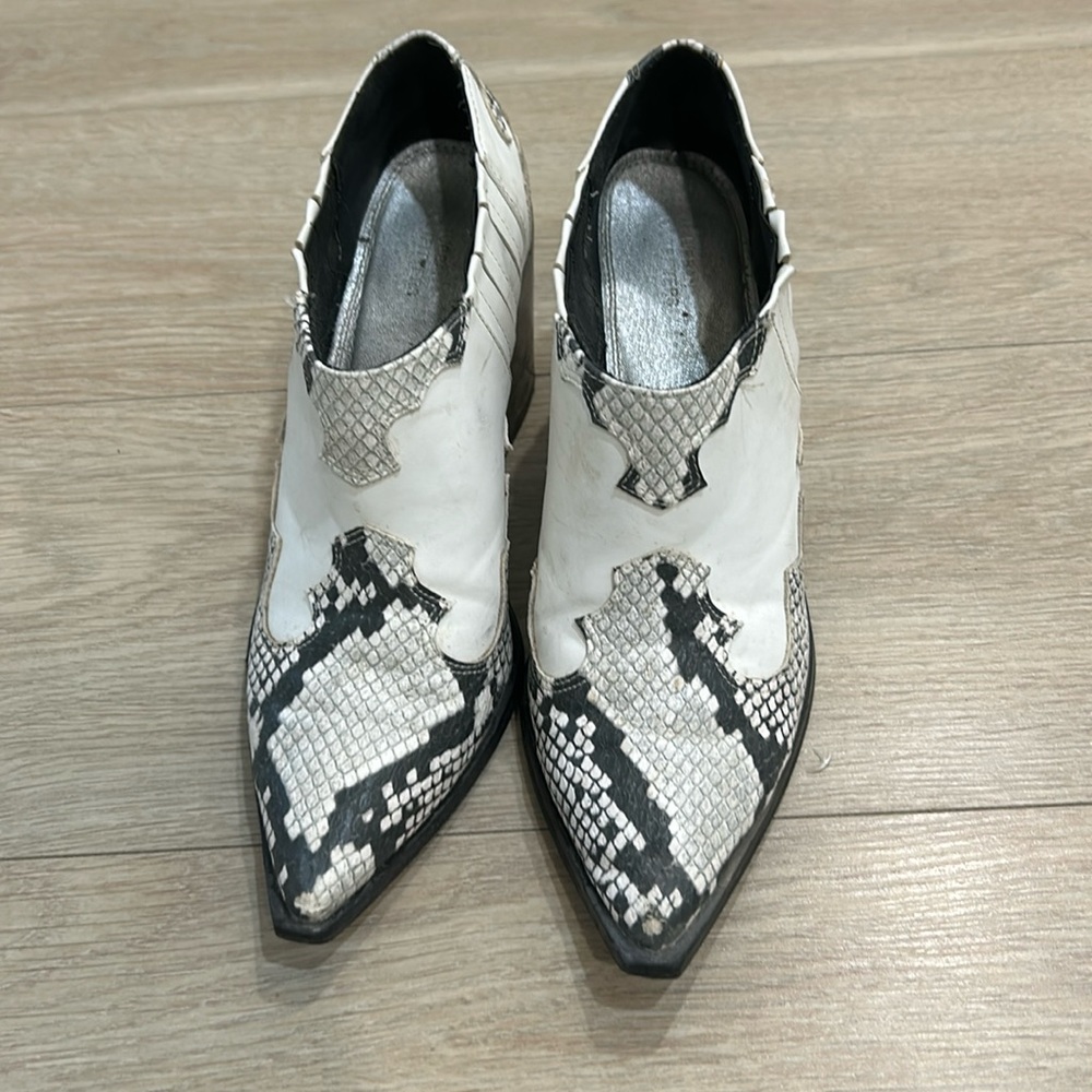 Snake skin ankle boots